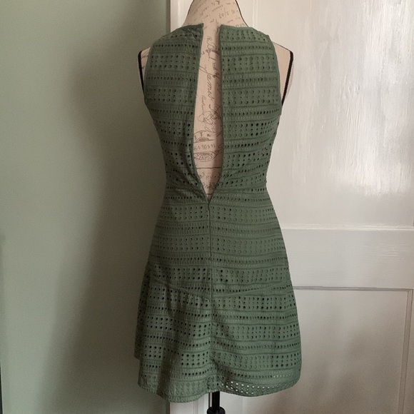 Gap Sleeveless Yoked Eyelet Fit and Flare Dress - Cool Olive - Picture 6 of 15